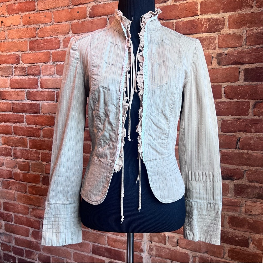 Zara Beige Ruffled Blazer